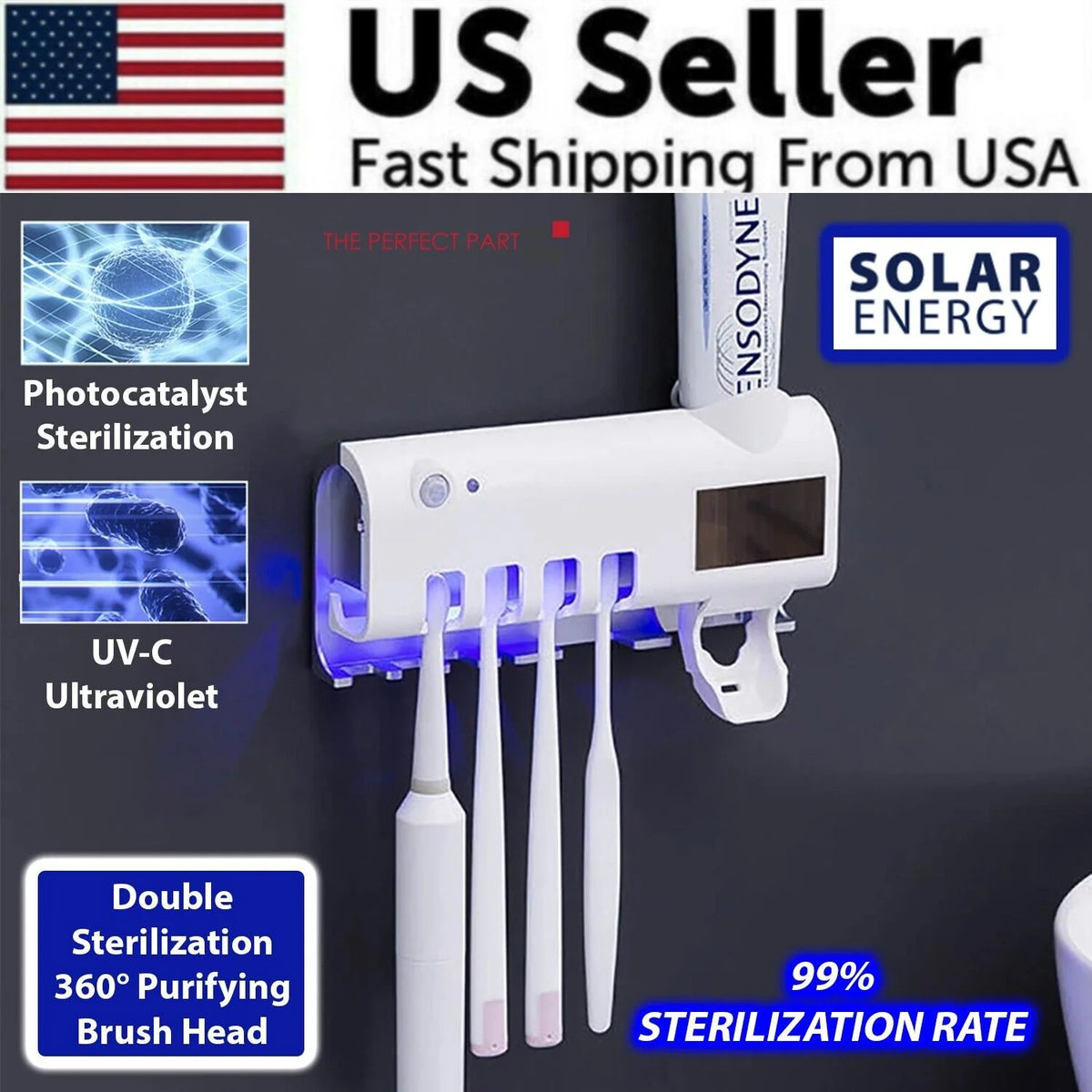 Velano UV Toothbrush Holder & Toothpaste Dispenser